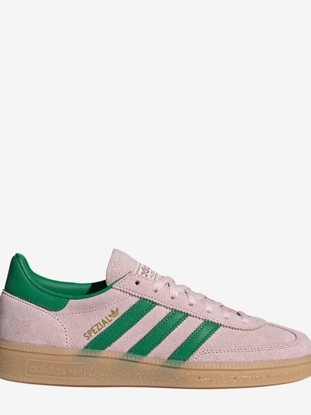 adidas Spezial Suede Sneaker in Pink with Green Stripes